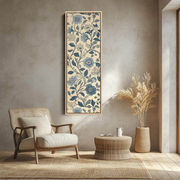 Vintage Blue & Cream Vertical Wall Decor - Atelier Printworks