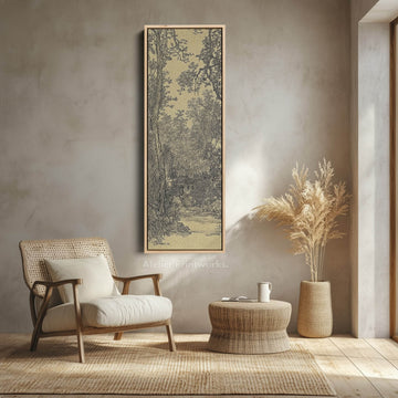 Vintage Pencil Drawing Framed Long Vertical Canvas - Atelier Printworks