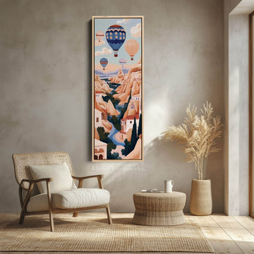 Cappadocia Balloons Vertical Framed Canvas Wall Decor - Atelier Printworks