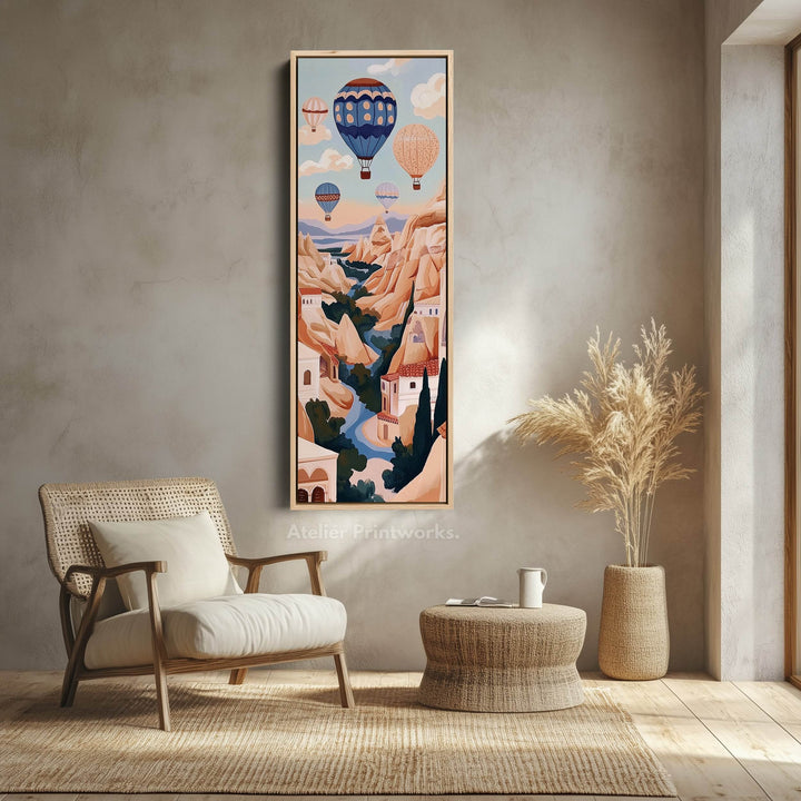 Cappadocia Balloons Vertical Framed Canvas Wall Decor - Atelier Printworks