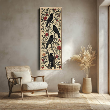 Black Ravens Vertical Long Wall Decor - Atelier Printworks