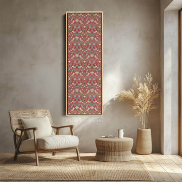 William Morris Strawberry Thief Red Vertical Long Wall Art - Atelier Printworks