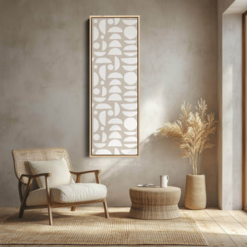 Vertical Tall Narrow Wall Art Beige & White - Atelier Printworks