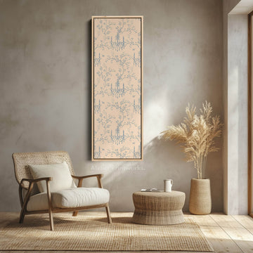 Vintage Blue & Beige Secret Garden Narrow Wall Art - Atelier Printworks