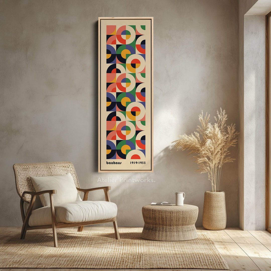Bauhaus Mid Century Geometric Long Vertical Wall Art - Atelier Printworks
