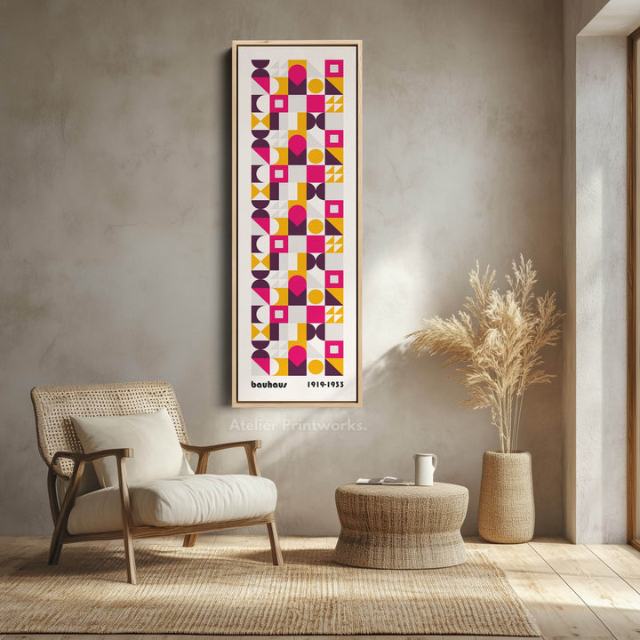 Bauhaus Tall Retro Mid Century Geometric Vertical Wall Art - Atelier Printworks