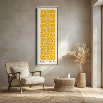 Vertical Long Wall Art Yellow Bauhaus Geometric - Atelier Printworks