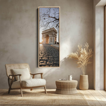 Paris Arc De Triomphe Vertical Long Framed Canvas - Atelier Printworks