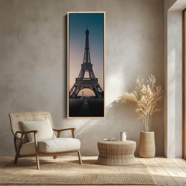 Paris Eiffel Tower Large Framed Canvas Vertical Wall Art - Atelier Printworks