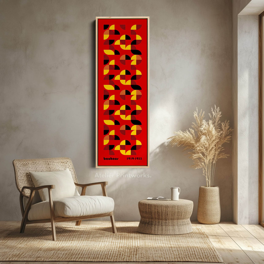 Red Vertical Wall Art Bauhaus Mid Century - Atelier Printworks