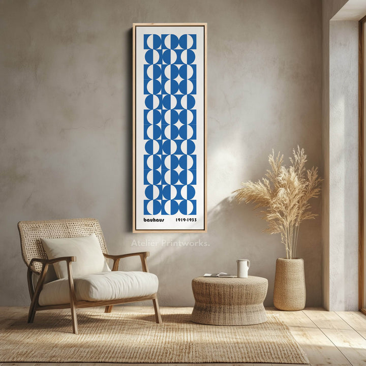 Vertical Blue & White Wall Art Bauhaus Mid Century - Atelier Printworks