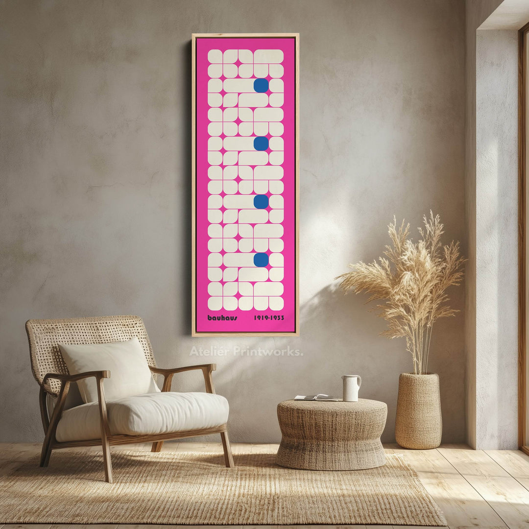 Vertical Pink Wall Decor Bauhaus Mid Century - Atelier Printworks