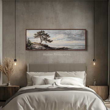Vintage Landscape Artwork Long Narrow Large Framed Canvas - Atelier Printworks