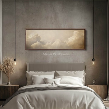 Long Horizontal Vintage Cloud Artwork Above Bed Wall Art - Atelier Printworks