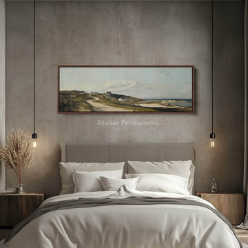 Coastal Village Panoramic Long Large Canvas Wall Decor Horizontal - Atelier Printworks