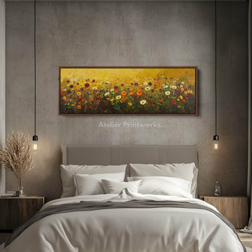 Big Framed Pictures Long Narrow Horizontal Wild Flowers - Atelier Printworks