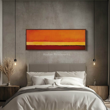 Minimalist Abstract Orange Large Canvas Decor Horizontal Long Wall Art - Atelier Printworks