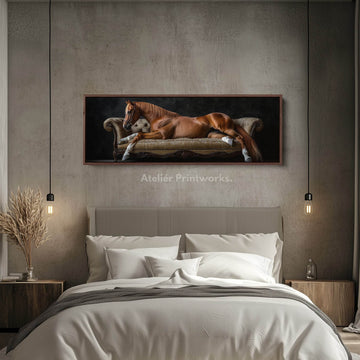 Large Horizontal Framed Canvas Wall Art Elegant Horse - Atelier Printworks