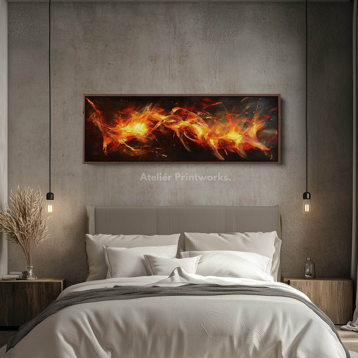 Abstract Flame Long Horizontal Wall Art, Panoramic Wall Art Wide Wall Art - Atelier Printworks