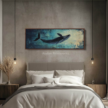 Abstract Whale Long Horizontal Wall Art, Panoramic Wall Art Wide Wall Art - Atelier Printworks