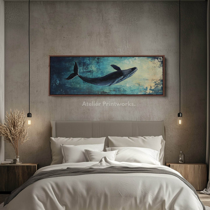 Abstract Whale Long Horizontal Wall Art, Panoramic Wall Art Wide Wall Art - Atelier Printworks