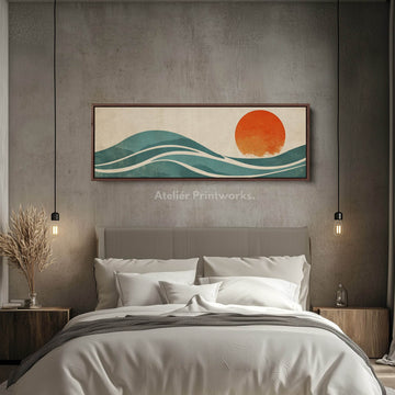 Vintage Sunset Long Narrow Panoramic Canvas Wall Decor - Atelier Printworks