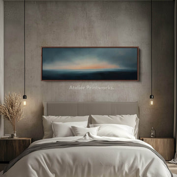 Above Bed Abstract Sunset Long Narrow Panoramic Canvas Wall Decor - Atelier Printworks