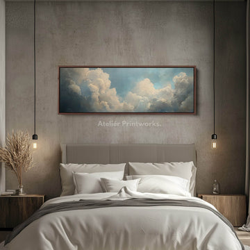 Above Bed Vintage Cloud Wall Decor Long Panoramic Wall Art - Atelier Printworks