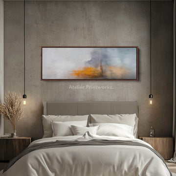 Abstract Gray & Red Panoramic Large Framed Wall Decor - Atelier Printworks