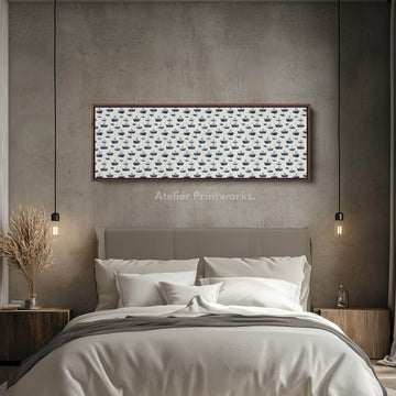 Small Blue Ships Slim Horizontal Wall Decor - Atelier Printworks