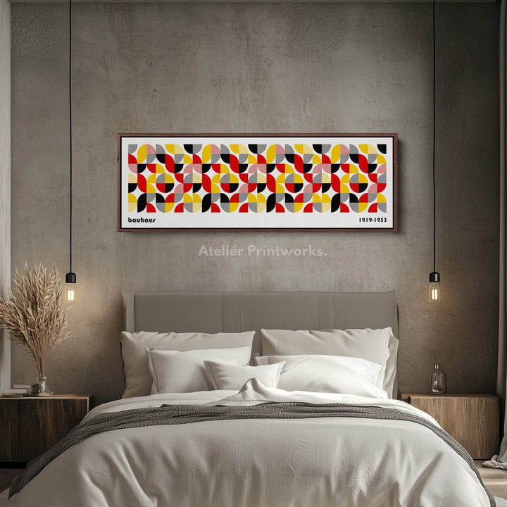 Above Bed Wall Art Framed Bauhaus Canvas - Atelier Printworks