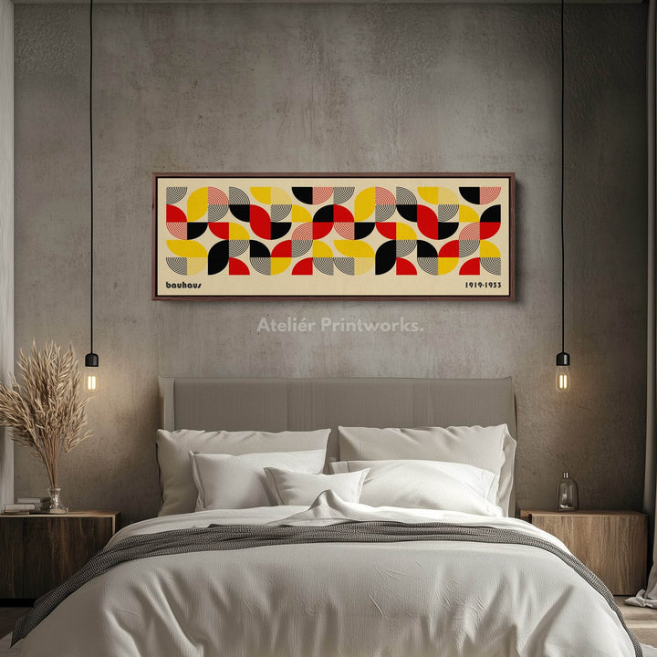 Long Horizontal Bedroom Wall Art Bauhaus Beige - Atelier Printworks