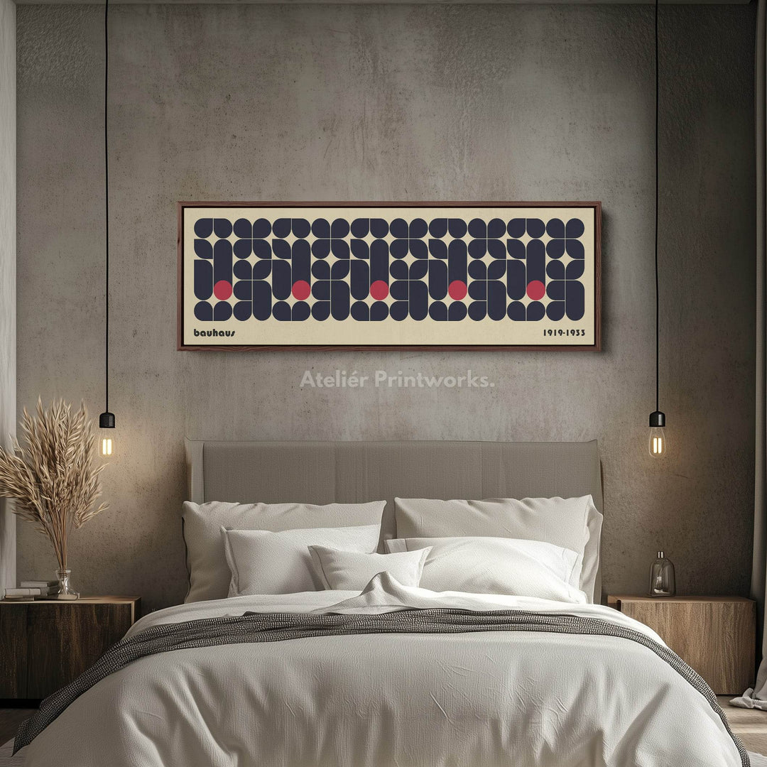Long Framed Guest Bedroom Wall Art Modern Bauhaus - Atelier Printworks