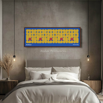 Panoramic Living Room Bauhaus Blue Wall Decor - Atelier Printworks