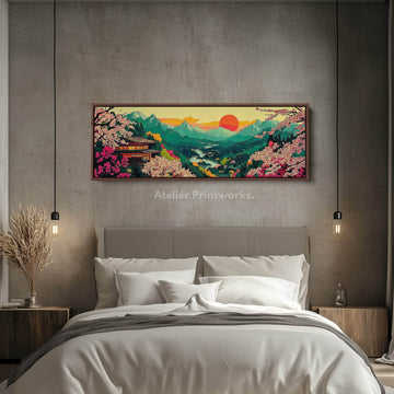 Horizontal Wall Decor Japanese Landscape Long Narrow - Atelier Printworks