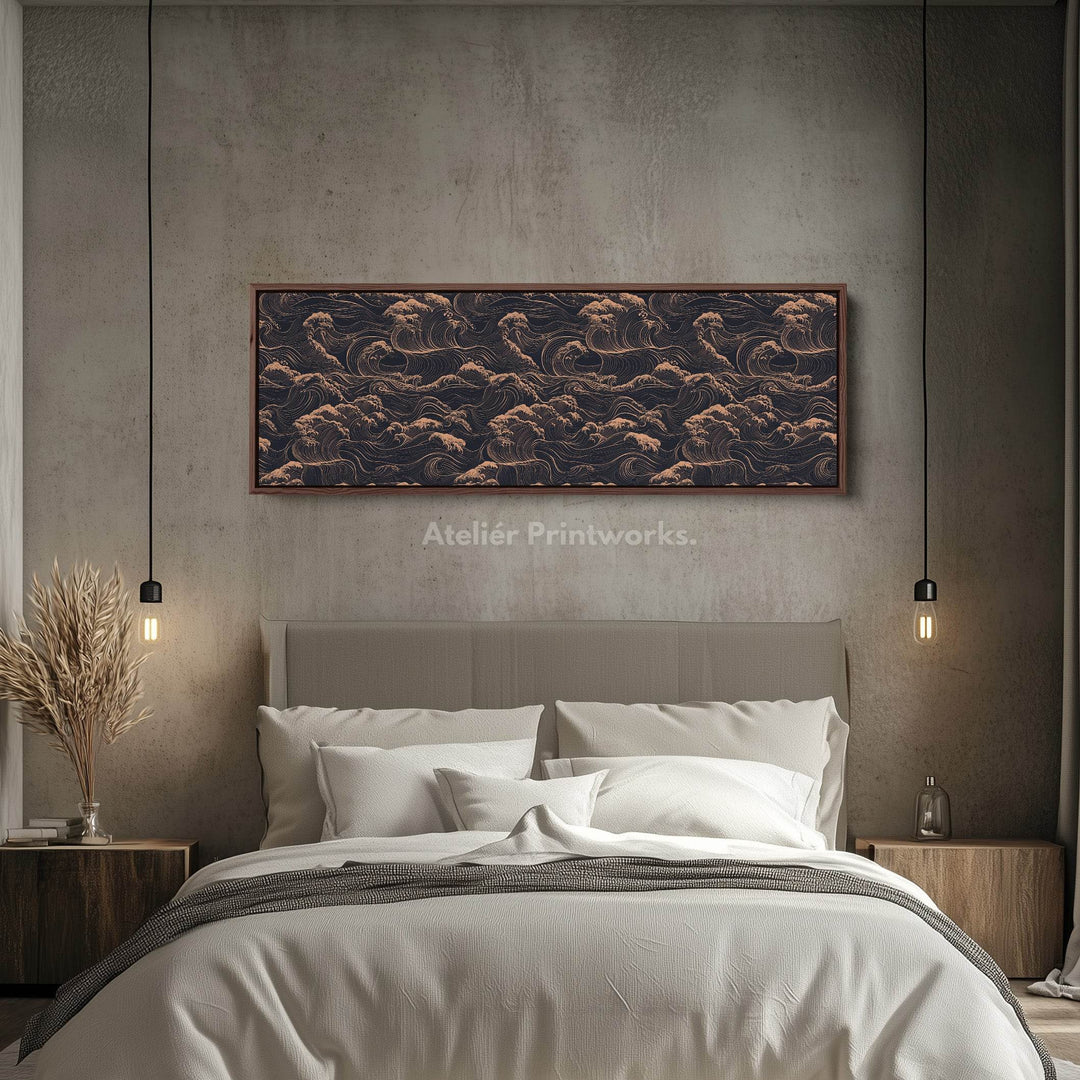 Japanese Waves Long Horizontal Wall Art - Atelier Printworks