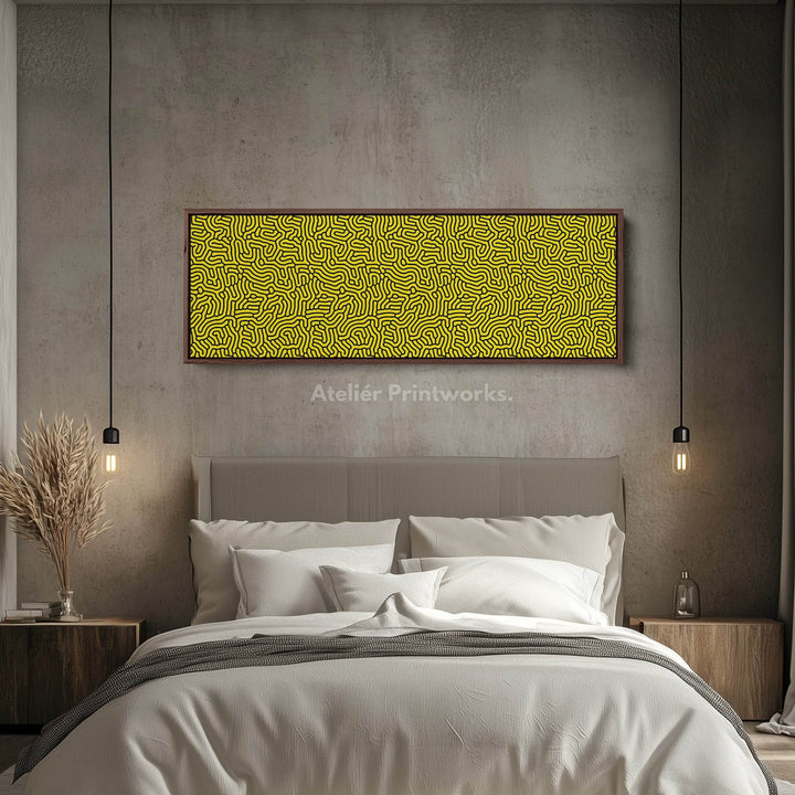 Yellow & Black Geometric Organic Pattern Long Wall Art - Atelier Printworks