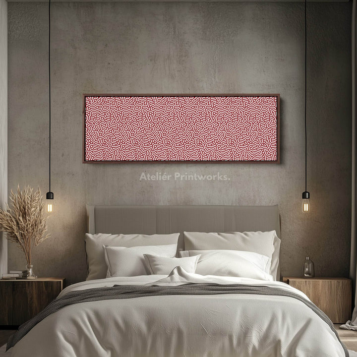 Red & White Coral Pattern Panoramic Wall Decor - Atelier Printworks