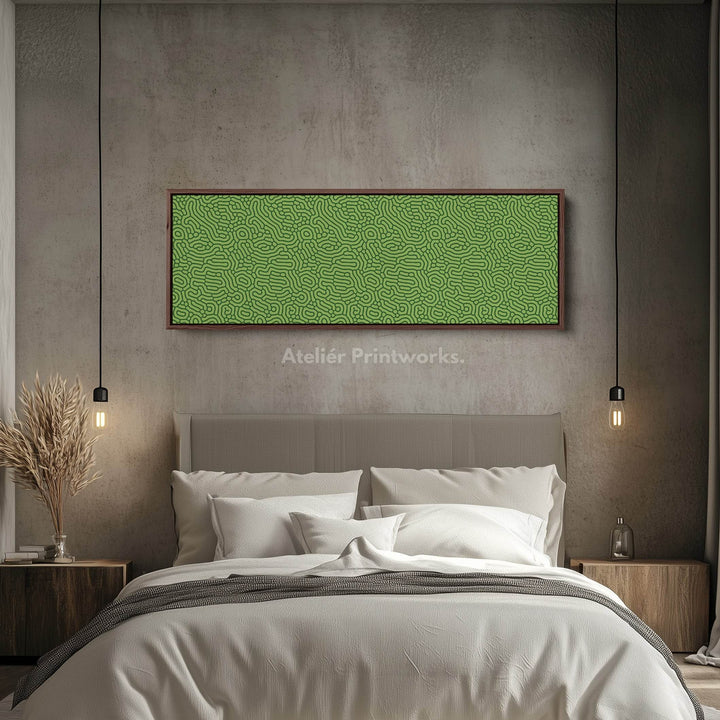 Green Organic Pattern Panoramic Long Wall Decor - Atelier Printworks