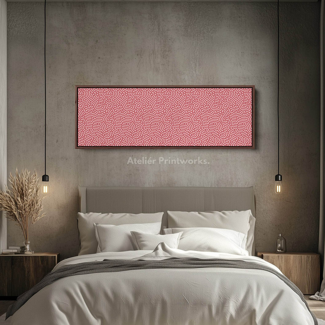 Red & Pink Organic Pattern Panoramic Long Wall Decor - Atelier Printworks