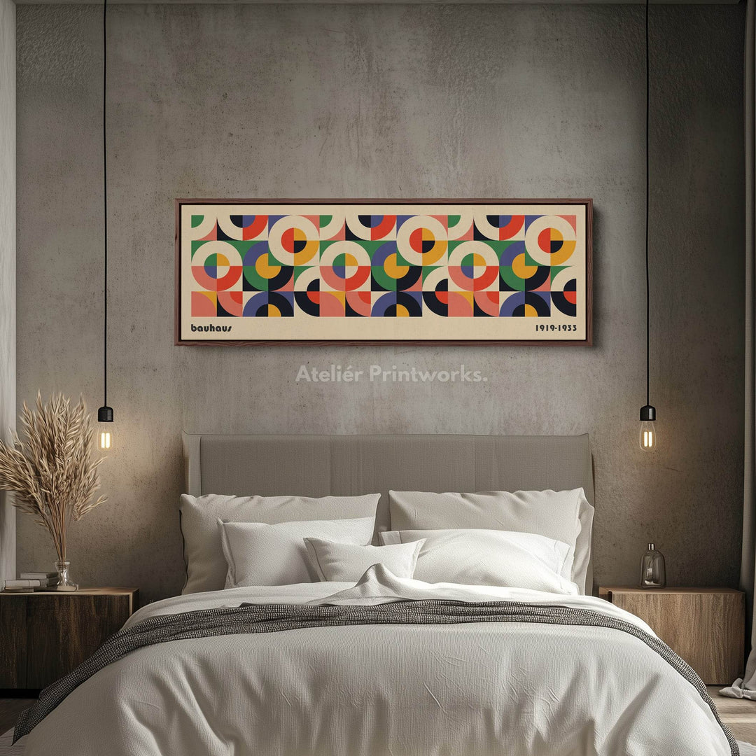 Horizontal Long Wall Art Beige Bauhaus Mid Century - Atelier Printworks