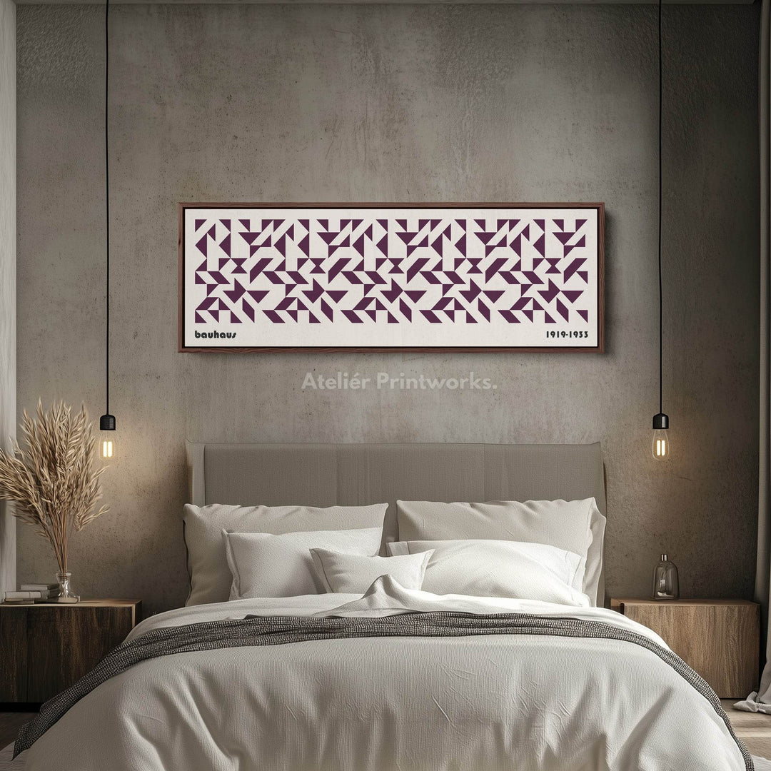Panoramic Wall Decor Purple Bauhaus Framed Canvas - Atelier Printworks