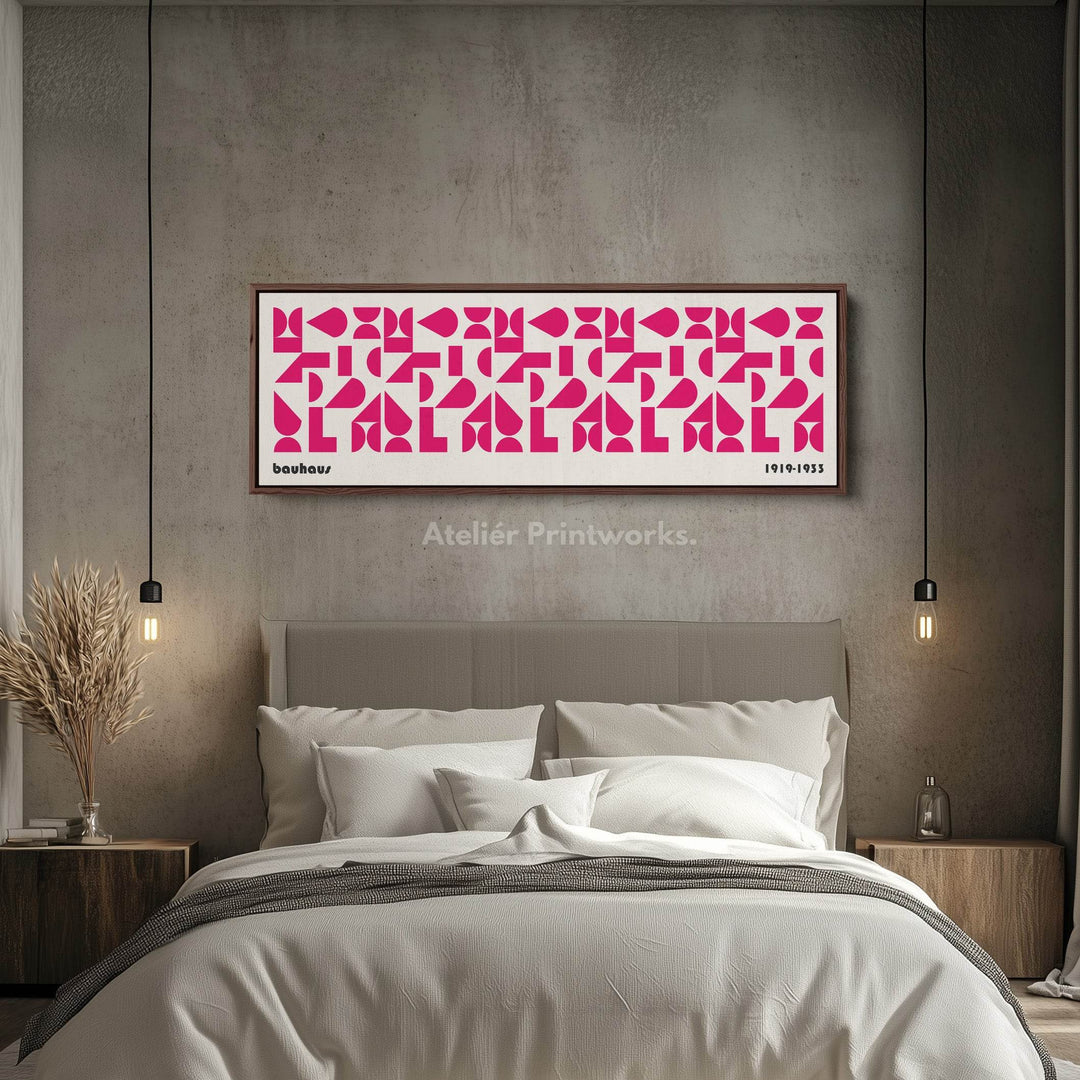 Panoramic Above Bed Wall Art Pink Bauhaus Modern - Atelier Printworks