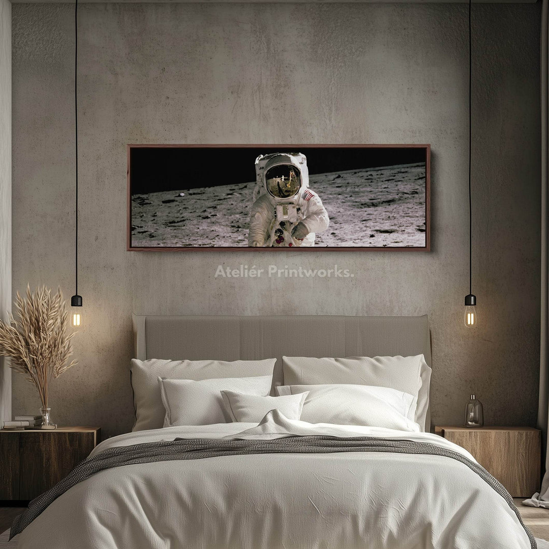 Long Horizontal Wall Art Astronaut Moon Walk NASA - Atelier Printworks