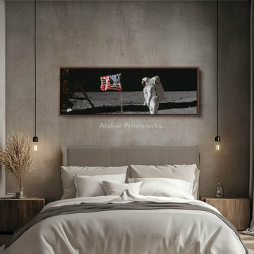 Long Panoramic Space Wall Art Astronaut Moon Walk NASA - Atelier Printworks