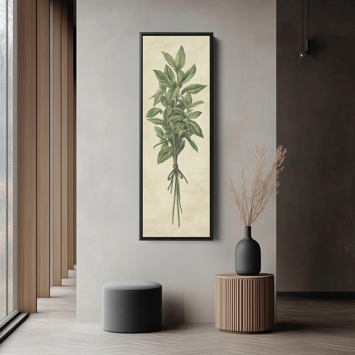 Kitchen Wall Art Long Vertical Framed Canvas Decor Mint - Atelier Printworks