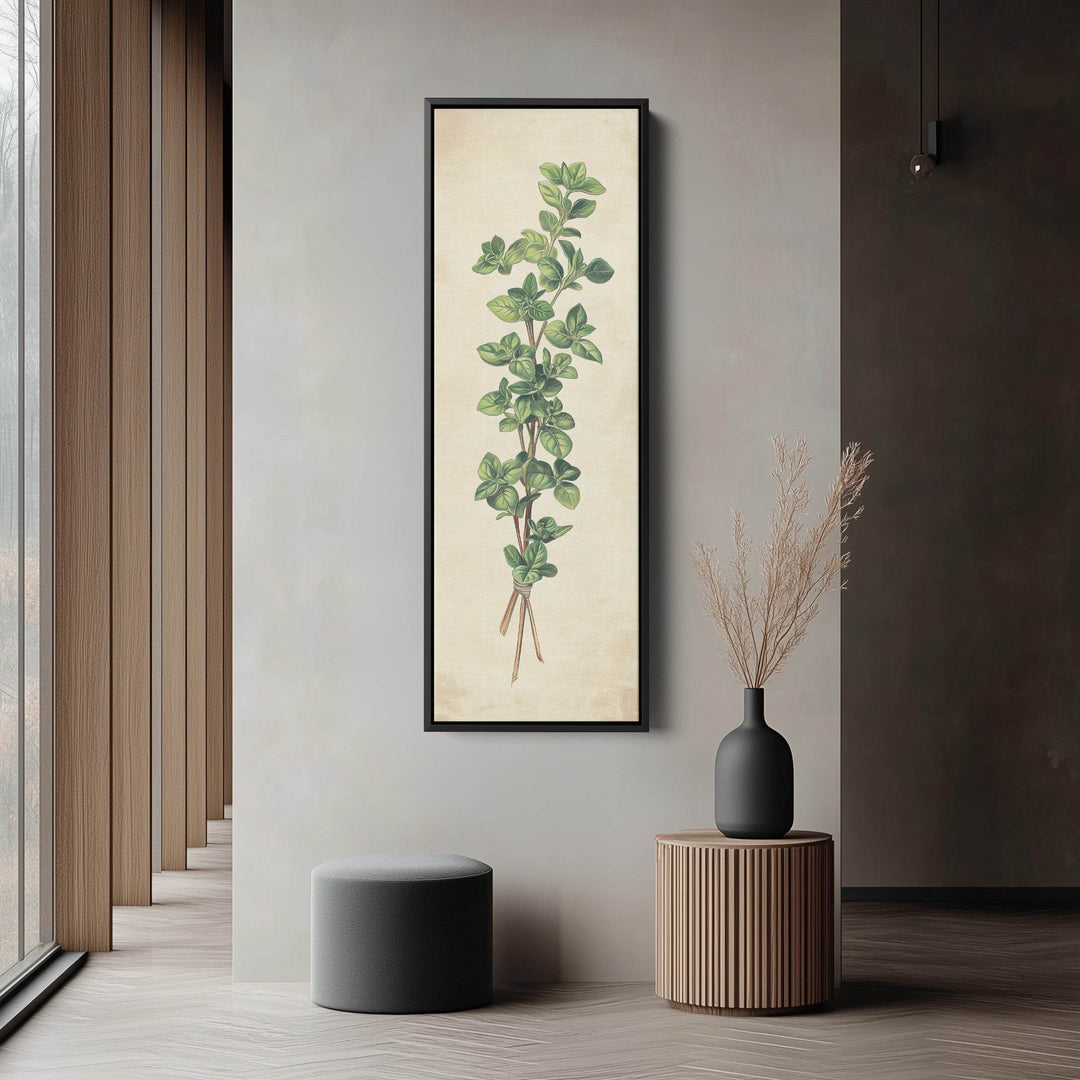 Kitchen Wall Art Marjoram Long Vertical Framed Canvas Decor - Atelier Printworks