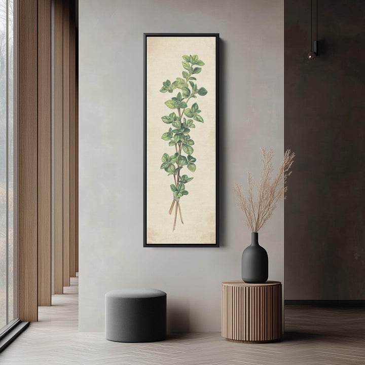 Kitchen Wall Art Marjoram Long Vertical Framed Canvas Decor - Atelier Printworks