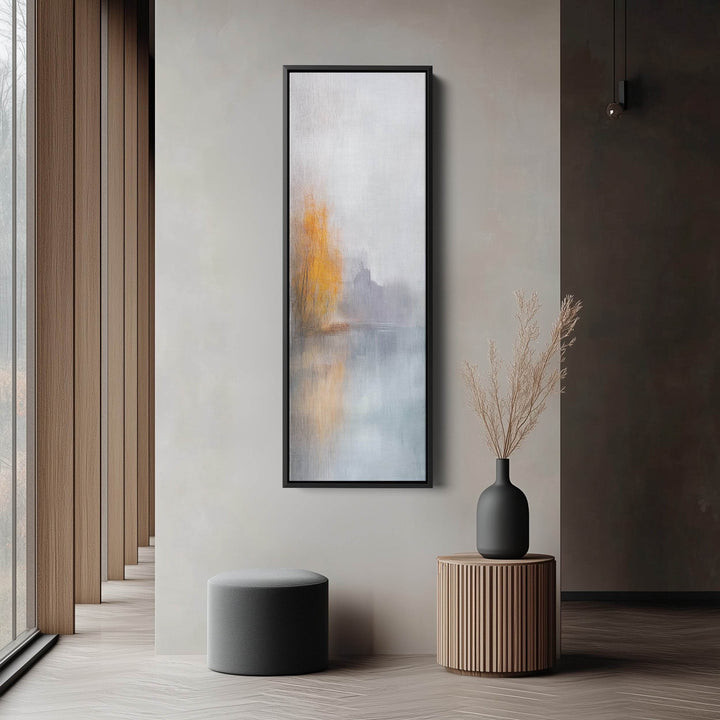 Abstract Grey & Orange Long Vertical Framed Canvas Wall Decor - Atelier Printworks