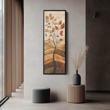 Vertical Abstract Tree Long Framed Canvas Decor - Atelier Printworks